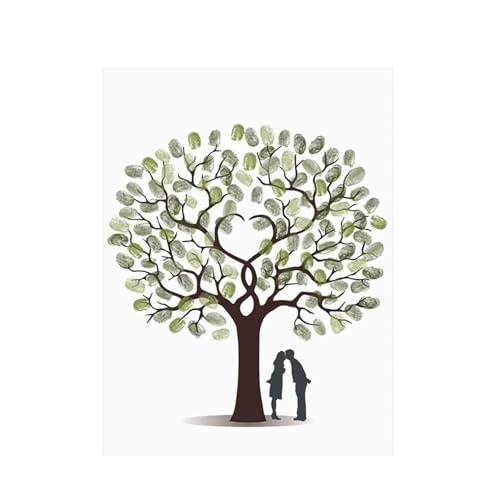UJEDFHV Arbre à Empreintes de Mariage Livre d'or de Mariage, Toile d'arbre à Empreintes digitales, Affiche d'art Mural, Cadeau, Signature, Souvenir for décoration fête(Color01,35x50cm 14x20inch)