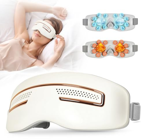 Augenmassagegerät mit Wärme und Kühlung, Smart Schlafmaske für Migräne & Kopfschmerzen Linderung mit Bluetooth Musik, Gesichtsmassagegerät, Maske für Migräne und trockene Augen, Geburtstagsgeschenke