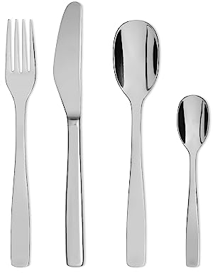 Alessi KnifeForkSpoon AJM22S24M Servizio Completo di Posate di Design, 24 Pezzi in Acciaio Inox