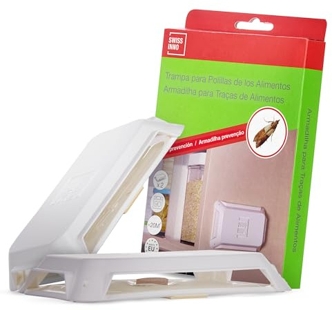 SWISSINNO Trampa de Monitoreo para Polillas de los Alimentos - Detección Temprana en la Despensa - Adhesiva con Feromona Atrayente - 2 Unidades