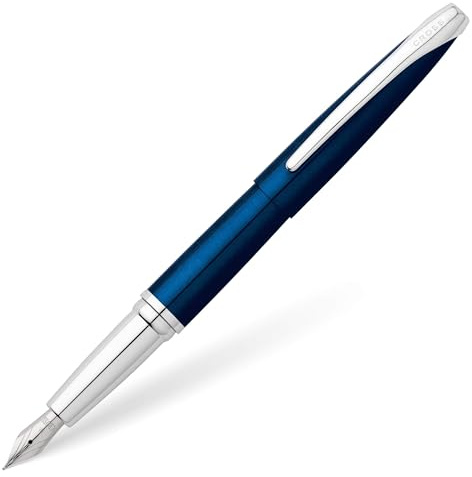 Cross ATX Füllfederhalter (F-Feder, inkl. 2 schwarze Tintenpatronen & Premium Geschenkbox) blau-lack transluzent