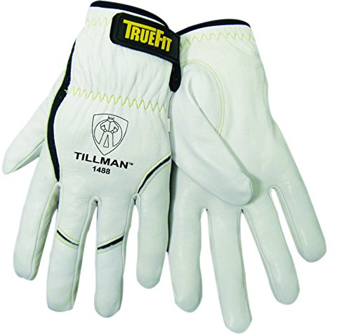 Tillman Medium 11 Pearl and Black Top Grain Goatskin and Dupont Kevlar Unlined TrueFit TIG Welders Gloves with Short Cuff and Kevlar Thread Locking Stitch (Bulk)