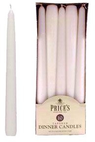 Price's Candles Dinner Candle, Pack of 10, White