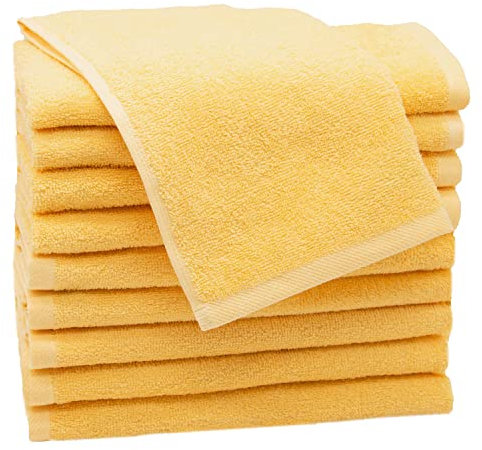 ZOLLNER 10er Set Gästehandtücher - weiche und saugstarke Handtücher - waschbar bis 95°C - Baumwolle - 30x50 cm in gelb