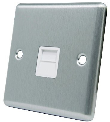 AET CSCTELMWH Satin Chrome Classical Telephone Master White Insert-BT Phone Socket, 240 V