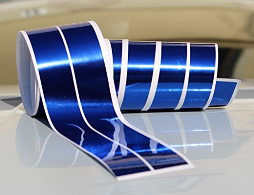 Finest Folia Chrom Hologramm Zierstreifen Folie Klebefolie Aufkleber Dekorstreifen KX010 (Chrom Blau, 4Meter x 30mm)