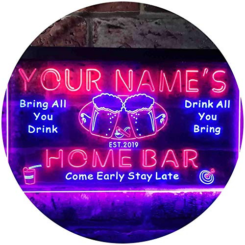 ADVPRO Personalized Your Name Est Year Theme Home Bar Beer Dual Color LED Barlicht Neonlicht Lichtwerbung Neon Sign Blau & Rot 300 x 210mm st6s32-p2-tm-br