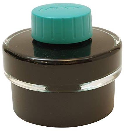 LAMY T52 Tinte turmaline 50ml - Tintenglas mit Tintensammelbecken - Standfuß aus Kunststoff mit Löschpapierrrolle