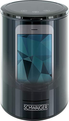 SCHWAIGER 661989 Ozon Sterilisator Desinfektionsgerät Ladegerät Bakterienentferner Virenentferner mit LED Beleuchtung Touchpad für Smartphone Schlüssel Geldbörse Brille