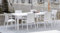 Dmora - Tavolo da esterno Roma, Ripiano rettangolare allungabile da pranzo, Tavolo da giardino estensibile effetto rattan, 100% Made in Italy, 150/220x90h72 cm, Bianco