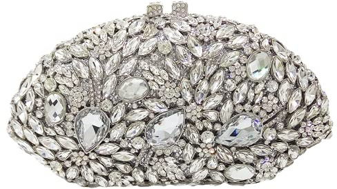 Blumen-Abendtaschen und Clutches für Frauen, formelle Party, Strass-Handtaschen, Hochzeit, Kristall-Clutch-Geldbörse, silber, Small
