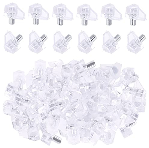 Swpeet 120Pcs 5mm Regalstifte mit Gummihülsen, Metall vernickelt Schrank Unterstützung Pegs Buch Halterung Regal Stifte für Möbel Regale
