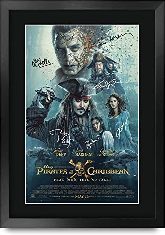 HWC Trading FR A3 Pirates of the Caribbean 5 Dead Men Tell No Tales Jonny Depp Geschenke Geduckter Poster Signiertes Autogramm Foto für Fans von Film Memorabilien - A3 Framed