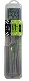 Pintinox custodia trasparente per posate da viaggio, pic-nic, ufficio USE & REUSE con 4 posate in acciaio inox nichel free