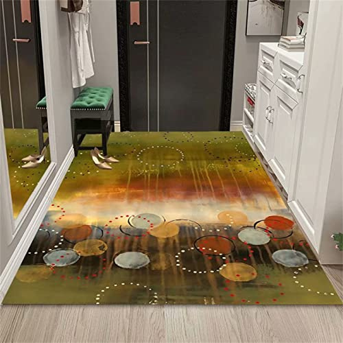 RUGMRZ Designer Teppich Teppiche Wohnzimmer Fleckerlteppich Moderner grüner Tuschemalerei Rutschfester waschbarer Teppich 50X80cm Teppich Mädchen Jugendzimmer