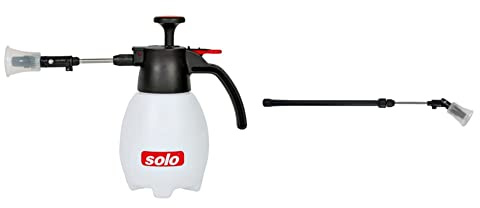 Solo 401 Drucksprüher 1 Liter mit schwenkbarer Düse mit robusten FKM Dichtungen - Sprühgerät, 18 x 12 x 23 cm weiß & 49628 Teleskoprohr 25-50 cm 401 402, Silber