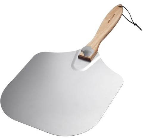Westmark Pizzaschaufel Paolo – hochwertiger Pizzaschieber mit Holzgriff, ideal für Pizza, Flammkuchen und Brot, geeignet für Ofen und Grill – Aluminium, Holz