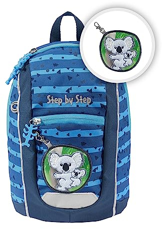 Step by Step Rucksack-Set KIGA MINI „Koala Coco“, blau, ergonomischer Rucksack mit höhenverstellbaren Brustgurt, für Kindergarten, Kinderkrippe & Kita, ab 12 M+, Kleinkinder, 6l
