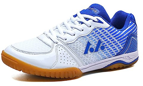 NGARY Zapatos de bádminton para hombres y mujeres, zapatos de cancha para interiores, ligeros, con absorción de golpes, antideslizantes, para todo tipo de deportes, Blue, 36 1/3 EU