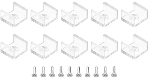 PATIKIL LED Streifenlicht Clips, 30er Pack Montagehalterung Befestigungsclips aus Kunststoff mit Schrauben LED Streifen Clips für 10mm Neon RGB Lichtkabelband, Transparent