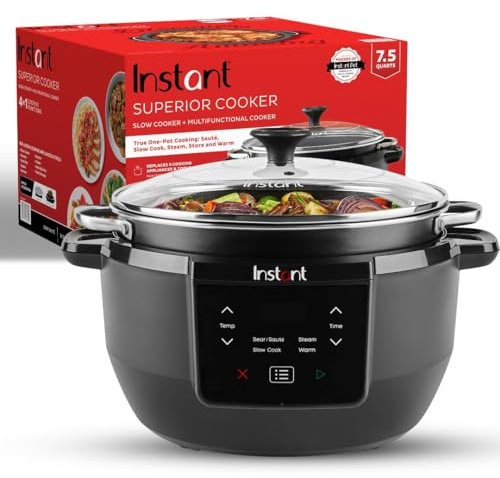 Instant Pot Instant Top Kitchen con accesorios, 7.5 cuartos de galón, negro, rectangular, multicocina, saltear, cocción lenta, vapor