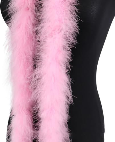 2m 8cm Federboa Truthahnfedern Boa,Flauschige Plüsch-Feder Boa Federstola Federschal Federgirlande für Weihnachtsbaum Hochzeit Basteln Burlesque Karneval Party 20er Jahre Kostüm Deko,ca. 15g Rosa