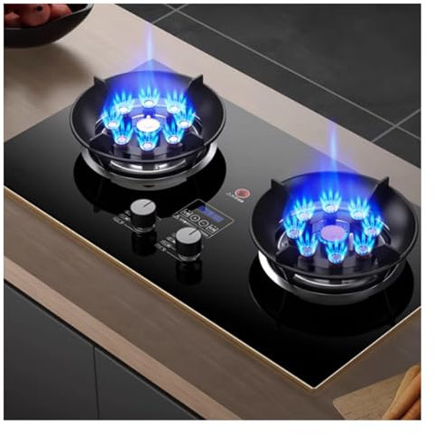 Estufa De Gas 2 Quemadores, Convertible NG/LPG, Placa De Gas De Vidrio Negro Incorporada con Protección contra Fallas De Llama, Potencia De Fuego 5.2KW/17742.4BTU, Escritorio/Integrado (Color : LPG)