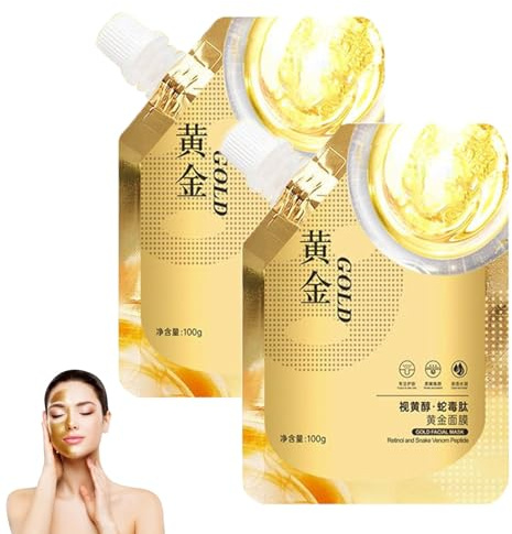 Retinol Snake Venom Peptide Gold Mask, Huasurv Gold Mask, Rejuvenating Gold Peel Off Mask, Retinol Snake Venom Gold Mask, Reduces Fine Lines and Cleans Pores (2PCS)