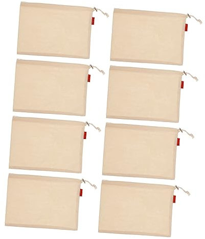 Cabilock 8pièces Sacs Coton Réutilisables avec Cordon De Serrage pour Stockage De Farine Riz Et Aliments Petite