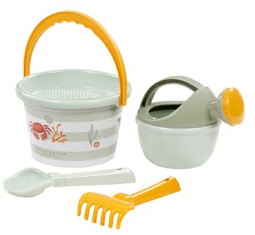 Little Dutch Sandspiel-Set Eimer, Gießkanne, Sieb, Kratze und Schaufel Set 5-teilig - Fresh Greens grün - Sandspielzeug Strandspielzeug