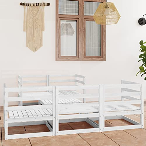 KTHLBRH Juego de muebles de jardín, muebles de terraza, muebles de balcón, 6 piezas, juego de salón de jardín, madera maciza de pino blanco