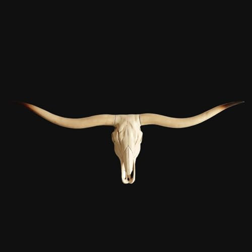 YUZDNM Long Horn Cow Skull - Goat Long Horn Wall Decor Ram Bison Bull Skull Faux Taxidermy Animal Head Wall Decor Handmade Longhorn Sculptures Wall Plaque Art Crafts (Color : A)