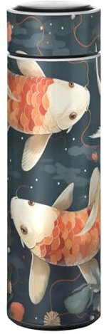LINNIKEEEE Aquarell-Kunstwerk Fisch Thermosflasche aus Edelstahl - Auslaufsicher Wasserflasche Wasserkanne für Jungen Mädchen