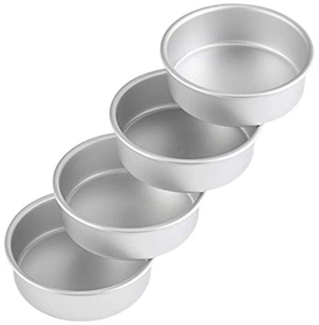 Muuoeou Lot de 4 petits moules à gâteau, ronds, de 10 cm, pour mini gâteaux, pizzas, quiches, non toxiques et sains