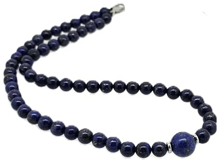 Handgefertigte Edelstein-Halskette für Damen | Elegante 8-12 mm Naturstein-Perlenkette in Multicolor, Schwarz, Grün, Amethyst und Türkis (Schwarz)