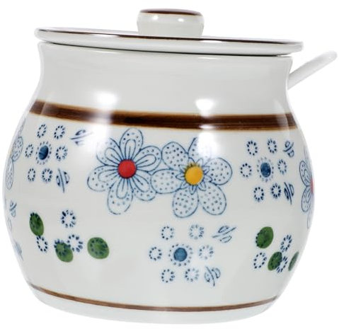 Alipis Sucrier Contenants De Sucre De Sucre Porte-Sel Pot À Sucre Avec Cuillère Porte-Sucre Cube Récipient En Céramique De Cuisine Pot D'Assaisonnement En Céramique Support