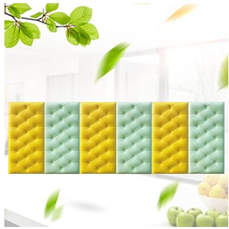 Wandkissen Zum Aufhängen, Weiche Wandaufkleber f Das Schlafzimmer Wandpaneele Gepolstert Wird Zur Dekoration Verwendet ZLRBN(Color:Green+Yellow)