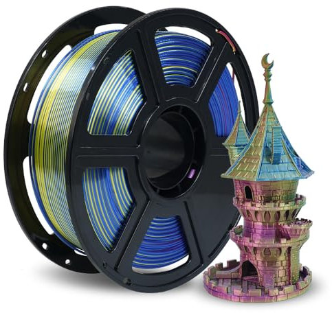 FLASHFORGE Silk Tri-Color PLA-Filament 1,75mm, Coextrusions-Rot-Gelb-Blau Dreifach-Regenbogen 3D Drucker Filament, Bezauberndes Seiden-Finish mit 360°-Mehrfarben-Farbwechseleffekt