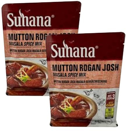 Suhana Spices Mix Powder (Ready To Eat) - Curry Masala Recipe Mixes Casserole Seasoning Herbs - Simplifies & Speeds Up Cooking Process (Pack of 2, Mutton Rogan Josh Mix (Dairy Free) 80g (RTE))