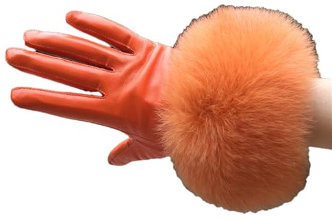 Schaffell Handschuhe Damen Leder Handschuh Winter Warm Mode Stil Oversized, F Fur13, fleece Lining-XXL