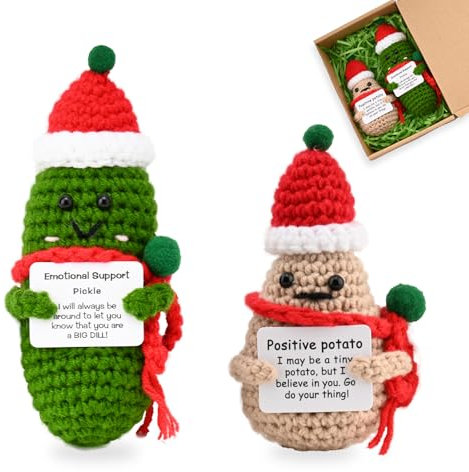 YoHyien Positiv Potatis & Positiv Pickle Julset, Känslomässigt Stöd Pickle Set, Gullig Känslomässig Stöd Potatis med Presentförpackning, Roliga Presenter för Kvinnor, Flickvän, Pojkvän