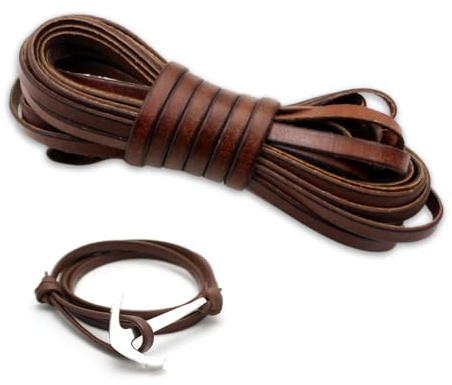 GIDWRIY Cordino Cuoio 5 mm x 5 m, Laccio Pelle, Corda Marrone Pelle, Stringa Cuoio per Gioielli