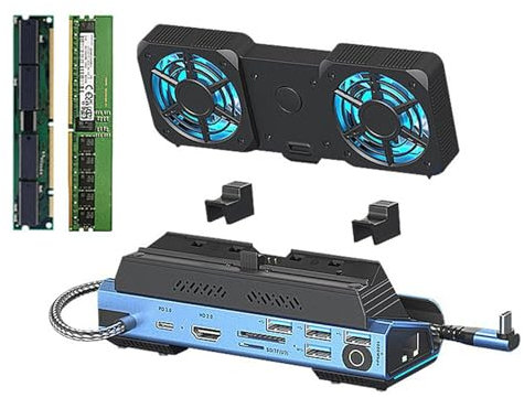 Adaptador multipuerto para consola, estación de acoplamiento de concentrador USB con lector de tarjetas de luz de ventilador de disco duro