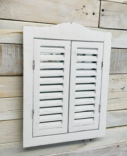 My Square Mile White Shutter Window Mirror, 40 x 30 cm, French Country Style, Wall Mounted, Garden or Indoors