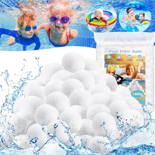 JEDWKFA 1400g Bolas Filtro Piscina, Bolas Depuradora Piscina, Bolas de Filtro de Piscina, Reemplaza 50 kg de Arena de Filtro, para Instalaciones de Filtro de Arena, Piscina, Acuarios