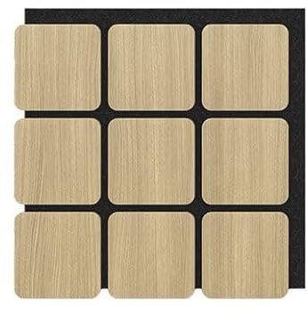 Quadratische Akustikpaneele | Set 4 Stück je 58,5x60x18cm - 1,404 m² - | Echtholz-Furnier (Eiche) & Akustik-Filz (Schwarz) | Wandverkleidung, Geräuschunterdrückung, Akustikpaneel,