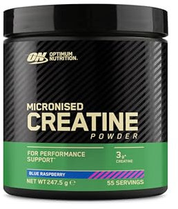 Optimum Nutrition Creatina Micronizzata in Polvere, Gusto Blue Raspberry, 247.5g, 55 Porzioni