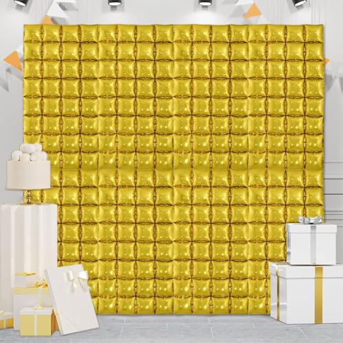 8 pcs Gold Double Sided Square Foil Balloons Wall Tunnel Garland Arch Kit Wall Backdrop Chrome Gold Balloons for Bachelorette Engagement Wedding Birthday Party Decorations (Gold)