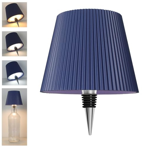 Beaeet lampe bouteille LED bleue, rechargeable USB-C, sans fil, IP54, 3 températures réglables, pour bouteille en verre, table, balcon, terrasse, camping, fête
