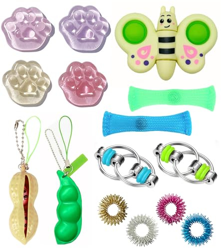 TAKONE Fidget Box 15-teilig – Anti-Stress & Sensorik Set, Stressabbau und Konzentrationshilfe für Alltag, Arbeit und Lernen